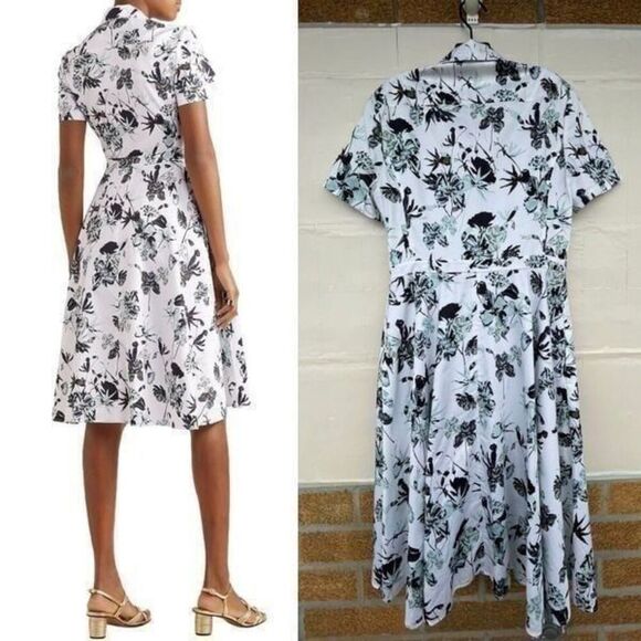 JASON WU COLLECTION Pleated floral-print cotton-poplin dress size 10 - Picture 2 of 12